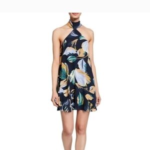 Amanda Uprichard Navy Multicolor Halter Mini Dress